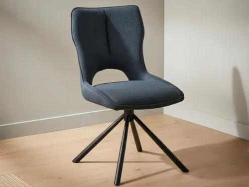 Eetkamerstoel Caero blauw stof  draaibaar