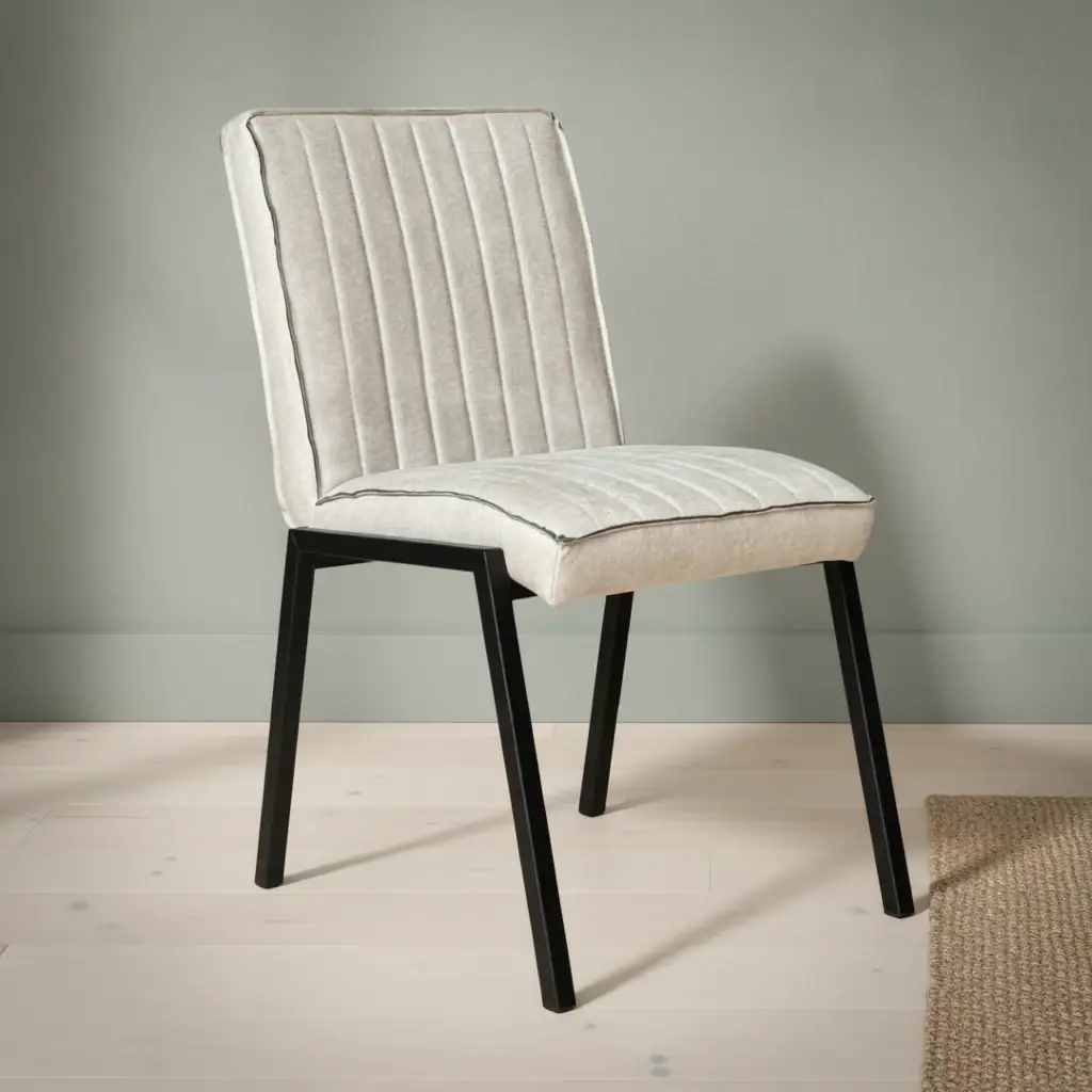 Eetkamerstoel Caoviax beige zwart metalen frame
