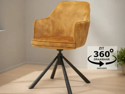 Eetkamerstoel  Clio T2 goudkleurig fluweel 360¬∞ draaibaar