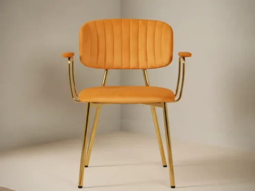 Eetkamerstoel  Coana Oranje Goud goudkleurig oranje fluweel set van 2