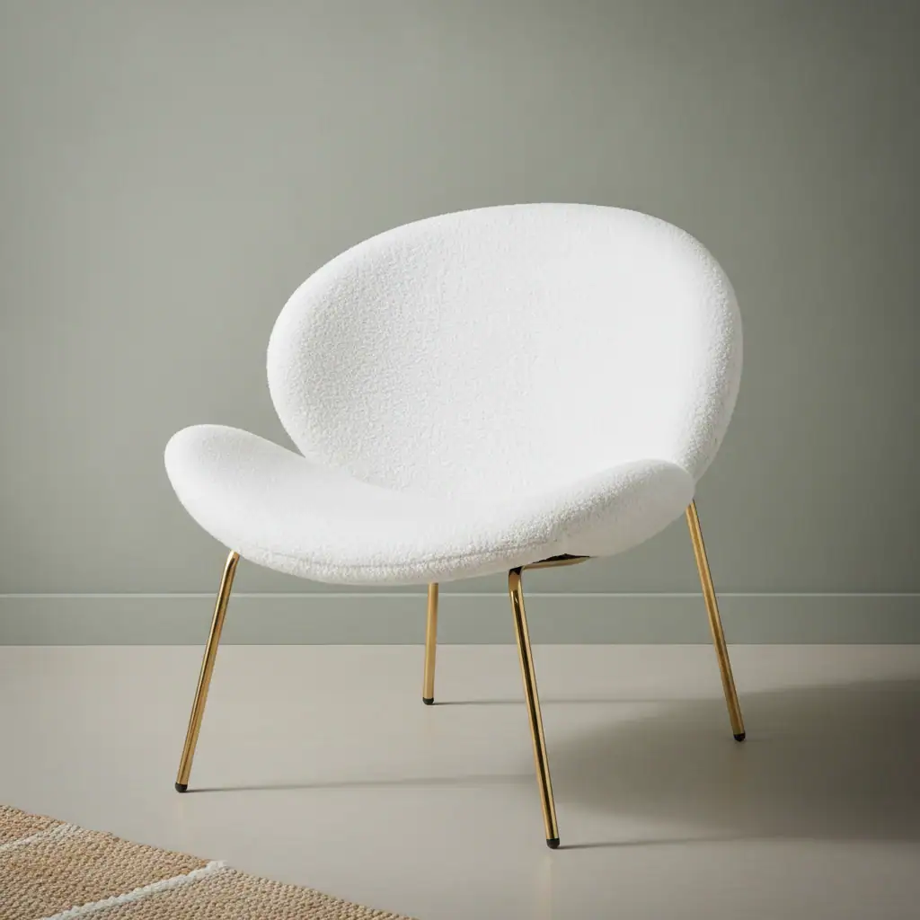 Eetkamerstoel Coero goudkleurig wit bouclé metalen frame set van 2