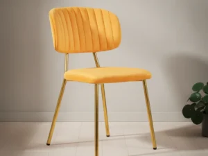 Eetkamerstoel  Coira Oranje Goud goudkleurig oranje fluweel set van 2