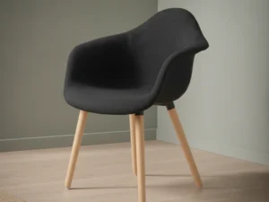 Eetkamerstoel Daero zwart stof  zwart frame houten frame set van 2