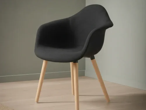 Eetkamerstoel Daero zwart stof  zwart frame houten frame set van 2