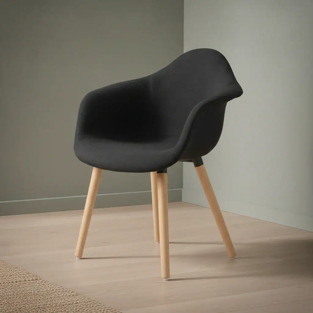 Eetkamerstoel Daero zwart stof zwart frame houten frame set van 2