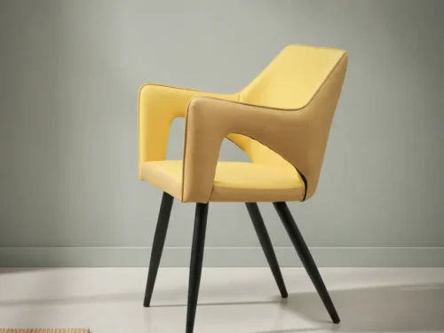 Eetkamerstoel Dairo goudgeel  PU-kunstleer set van 2