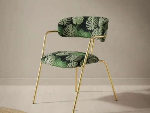 Eetkamerstoel Daoro goudkleurig  groen fluweel metalen frame