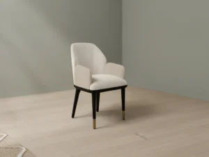 Eetkamerstoel  Dauna goudkleurig naturel boucl√© metalen frame