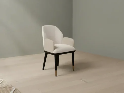 Eetkamerstoel  Dauna goudkleurig naturel boucl√© metalen frame