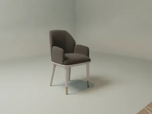 Eetkamerstoel Dauno goudkleurig  beige boucl√© metalen frame