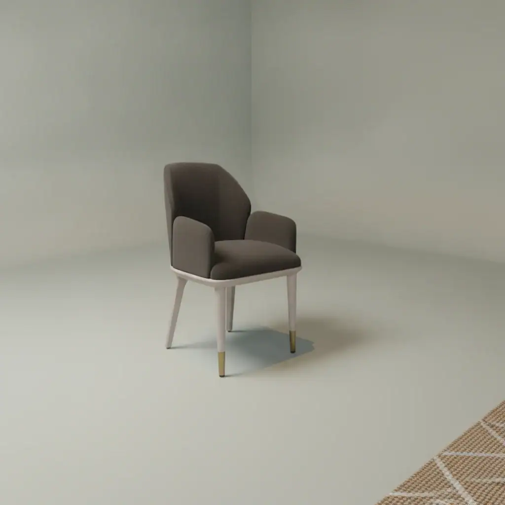 Eetkamerstoel Dauno goudkleurig beige bouclé metalen frame
