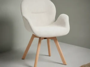 Eetkamerstoel  Dialia beige stof draaibaar met armleuning