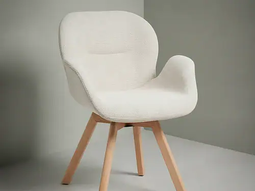 Eetkamerstoel  Dialia beige stof draaibaar met armleuning