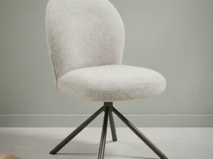 Eetkamerstoel  Diena zand boucl√© draaibaar metalen frame
