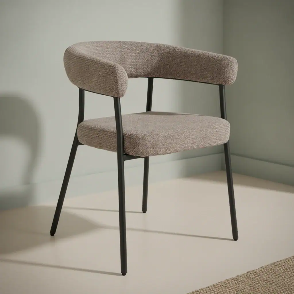 Eetkamerstoel Diero bruin stof metalen frame set van 2