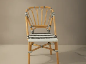 Eetkamerstoel  Diira wit rotan-kunststof zwart frame  lichtgewicht