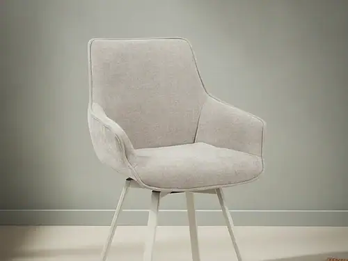 Eetkamerstoel  Diovia taupe stof draaibaar metalen frame