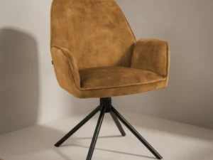Eetkamerstoel  Doero Cognac stof set van 2