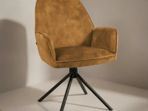Eetkamerstoel  Doero Cognac stof set van 2