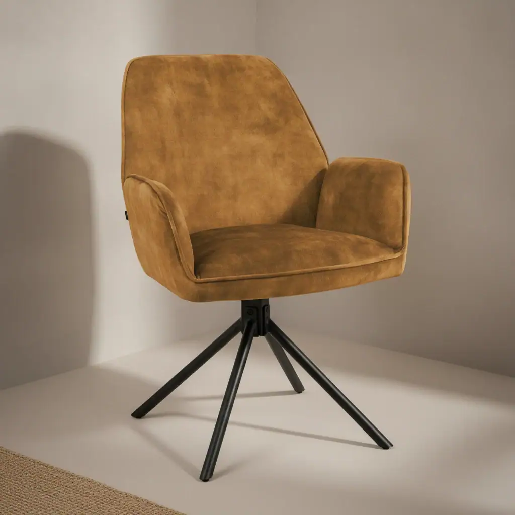 Eetkamerstoel Doero Cognac stof set van 2