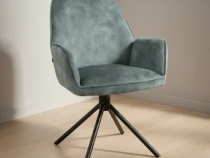 Eetkamerstoel  Doino blauw stof set van 2