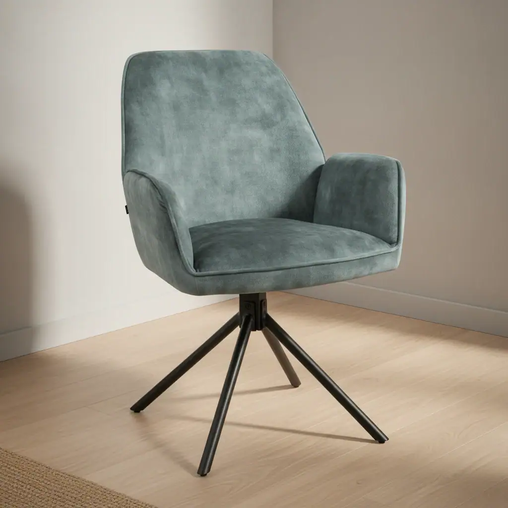 Eetkamerstoel Doino blauw stof set van 2