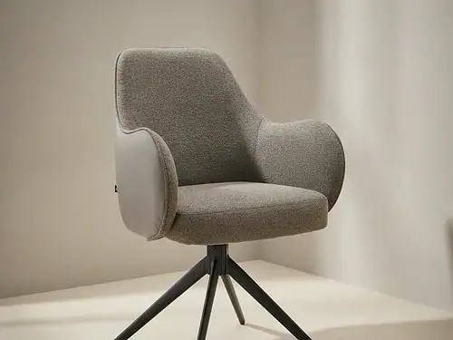 Eetkamerstoel Elovia grijs stof  metalen frame