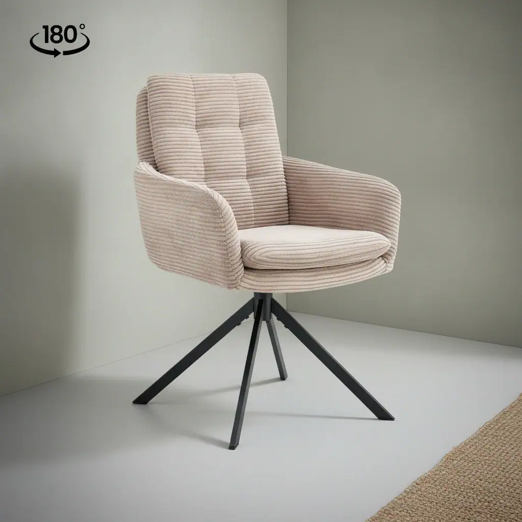 Eetkamerstoel Enerio beige corduroy draaibaar