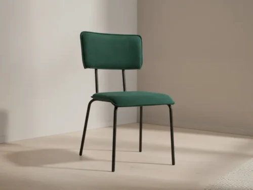 Eetkamerstoel  Evino Bosgroen fluweel stapelbaar metalen frame