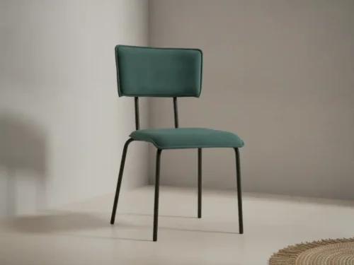 Eetkamerstoel Eviva zwart groen  fluweel stapelbaar metalen frame