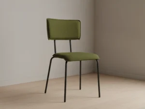 Eetkamerstoel  Evivo Legergroen boucl√© stapelbaar metalen frame