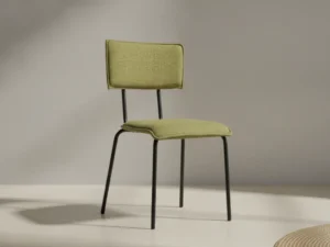 Eetkamerstoel Evona Mosterdgeel  boucl√© stapelbaar open rug