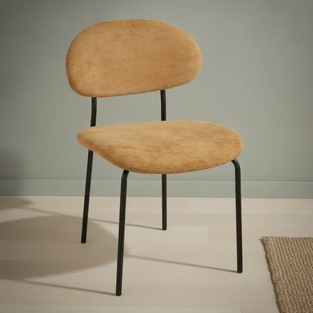 Eetkamerstoel Faara goudgeel stof metalen frame