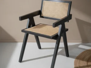 Eetkamerstoel  Fauna zwart rotan houten frame