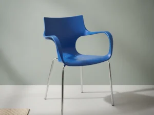 Eetkamerstoel  Fliva blauw kunststof stapelbaar kuipzitting