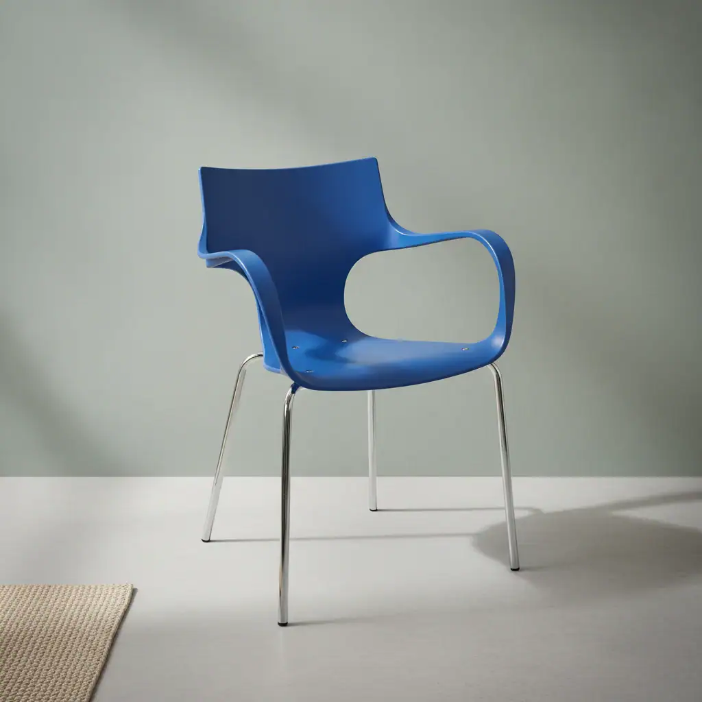 Eetkamerstoel Fliva blauw kunststof stapelbaar kuipzitting