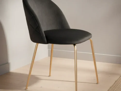 Eetkamerstoel Jausia Velvet Zwart - Set van 2