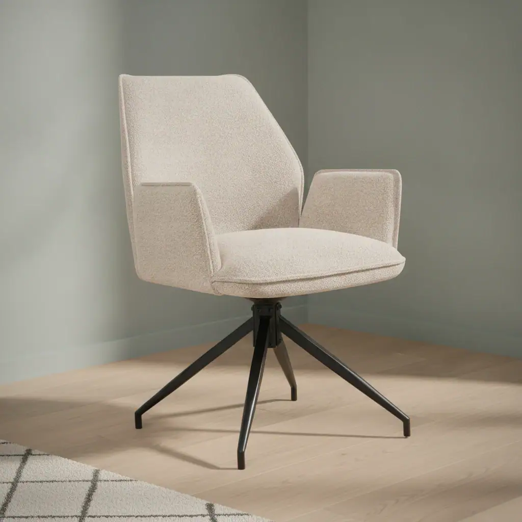 Eetkamerstoel Jill taupe bouclé