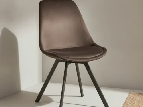 Eetkamerstoel Joelo Donkerbruin  stof metalen frame
