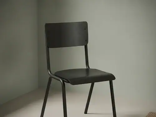Eetkamerstoel  Jouna zwart hout zwart metalen frame