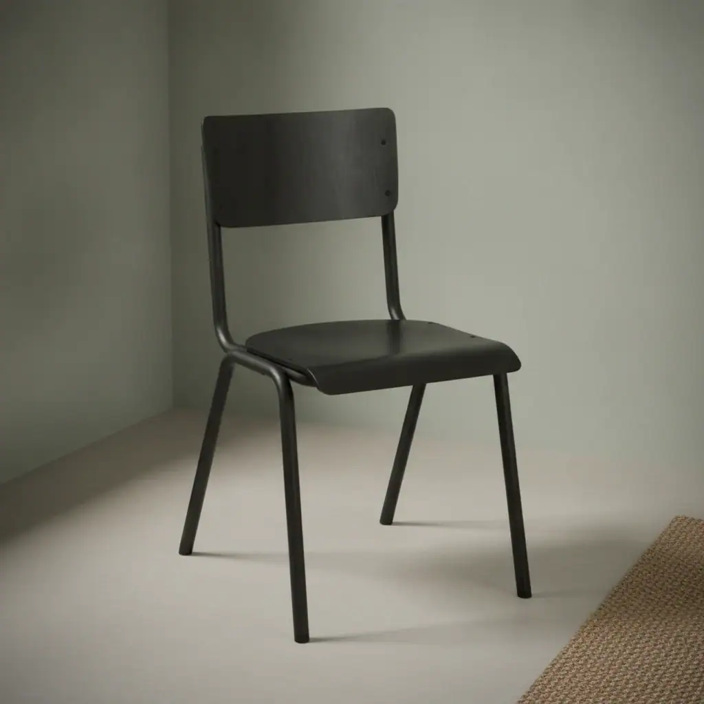Eetkamerstoel Jouna zwart hout zwart metalen frame