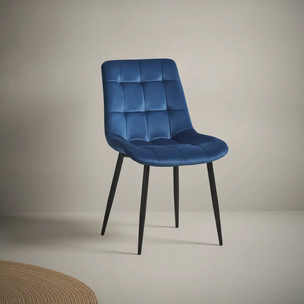 Eetkamerstoel Juta blauw fluweel set van 2