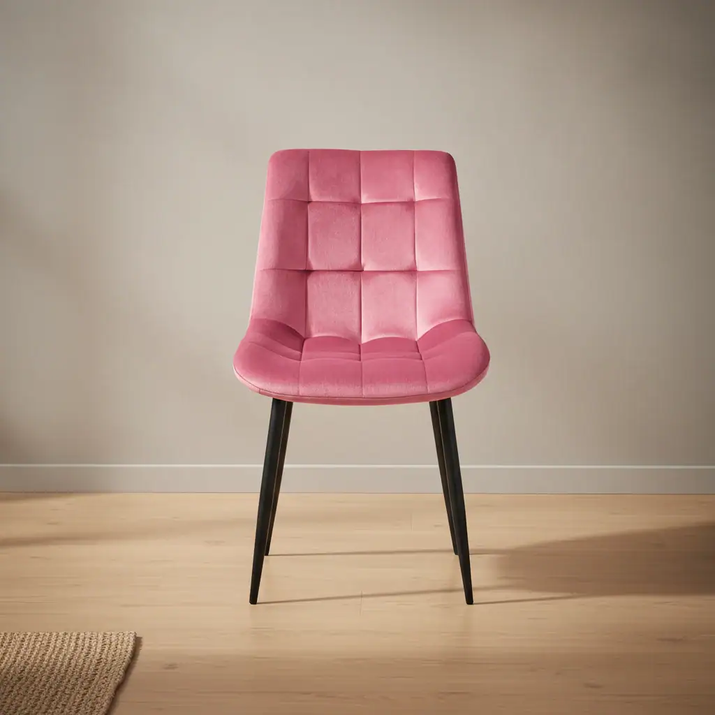 Eetkamerstoel Juta roze fluweel set van 2
