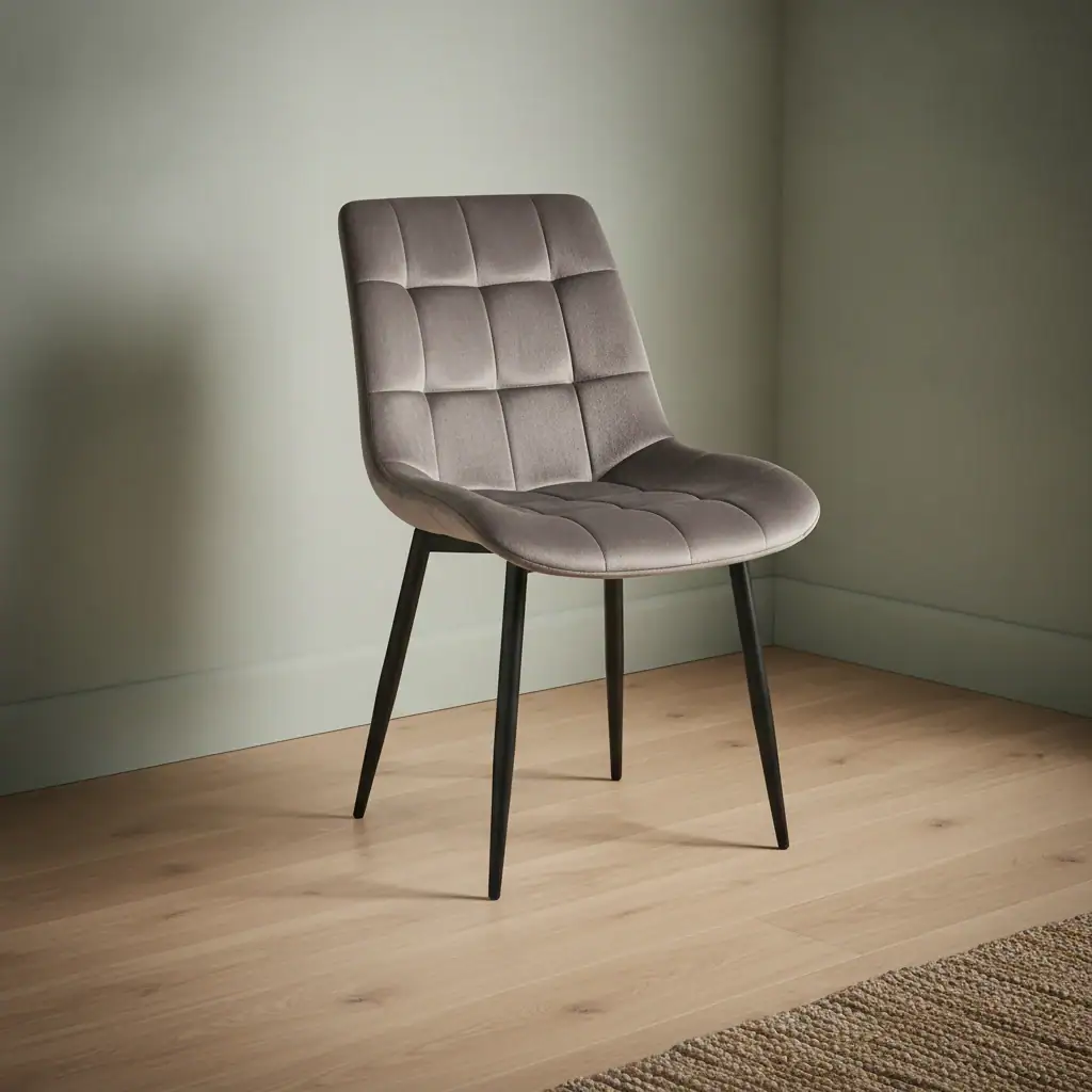 Eetkamerstoel Juta taupe fluweel set van 2