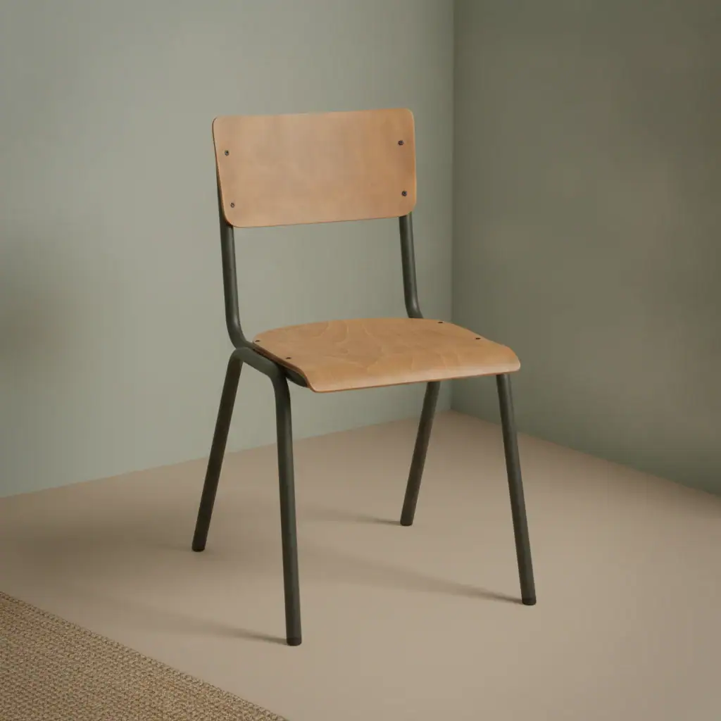 Eetkamerstoel Kaero bruin hout metalen frame