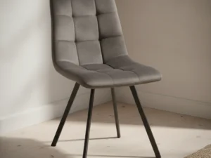 Eetkamerstoel  Kaino grijs stof metalen frame