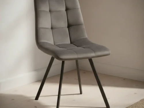 Eetkamerstoel  Kaino grijs stof metalen frame