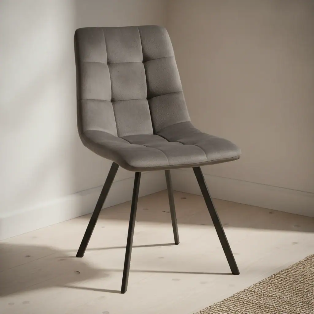 Eetkamerstoel Kaino grijs stof metalen frame