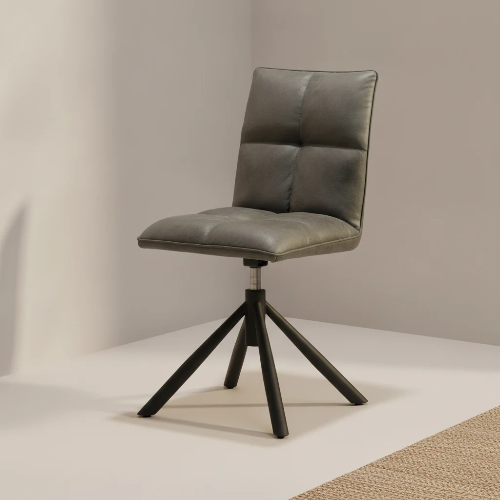 Eetkamerstoel Leon graphite microleder 360° draaibaar