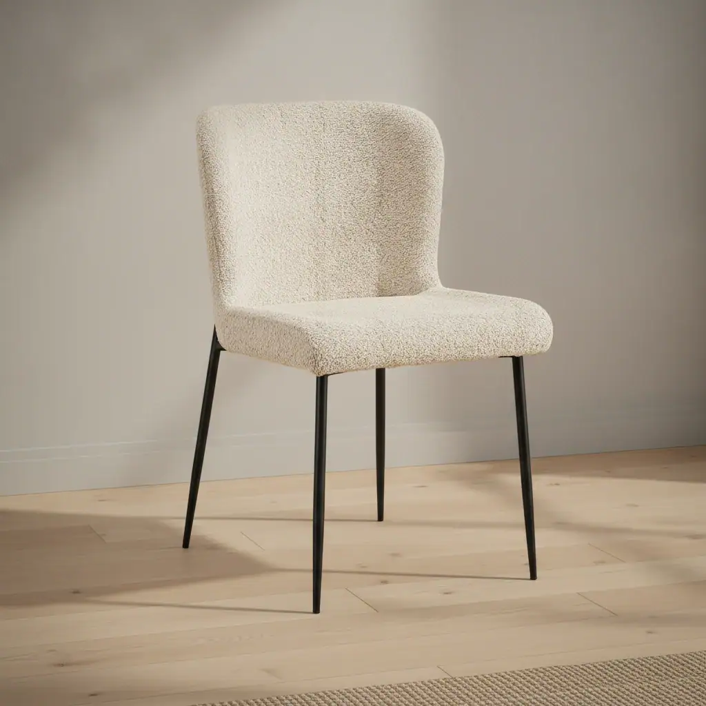 Eetkamerstoel Lisa beige bouclé set van 2